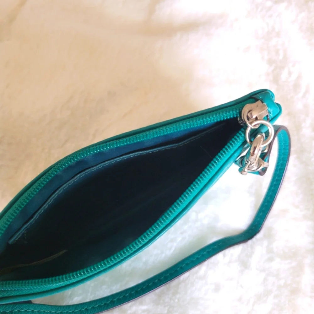 Coach Leather Turquoise Wristlet - Picture 3 of 4
